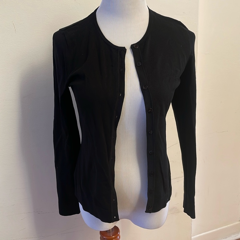 August Silk Silk Blend Black Cardigan Sz S
